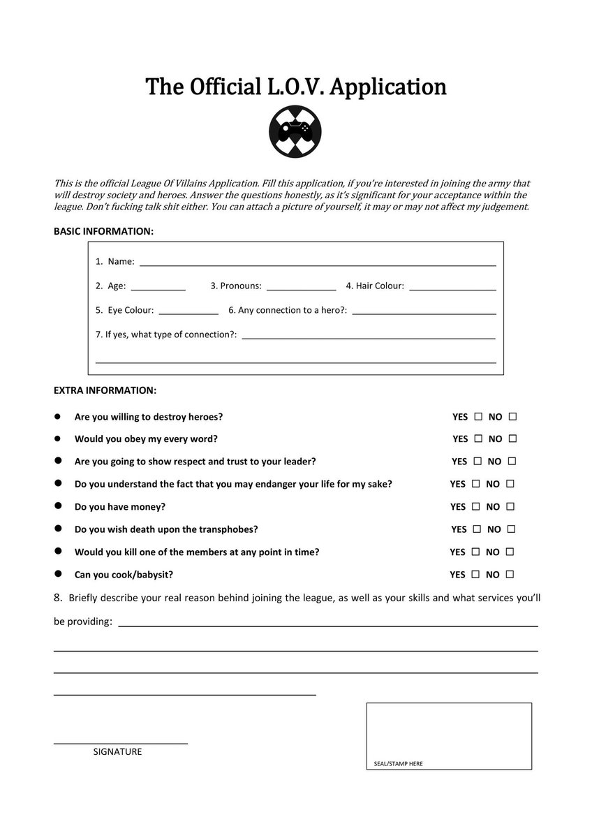 tomurashigaraki's tweet photo. The official League of Villains application is here. Apply now.

We be accepting or denying in 24 hours https://t.co/QbnMFguLSp