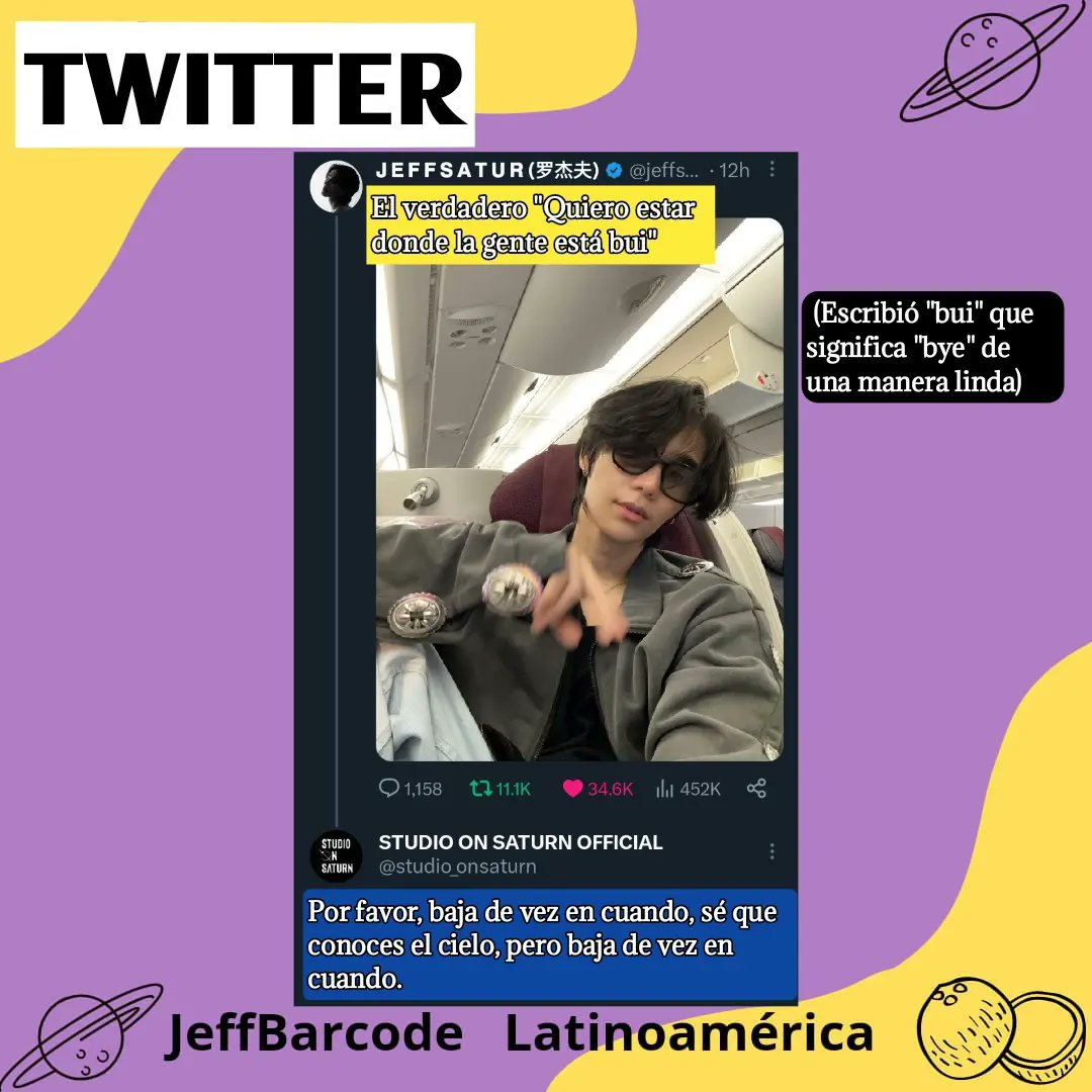 jeffbarcode_l's tweet photo. TWITTER
Actualización de Jeff en su cuenta de twitter
Cr. Trad JeffSaturBrasil
Esp Trad Staff JeffBarcode Latam
#JeffSatur #SATs #Saturdayss
#SATsUnits #codesaturn https://t.co/lTMLvPKh9f