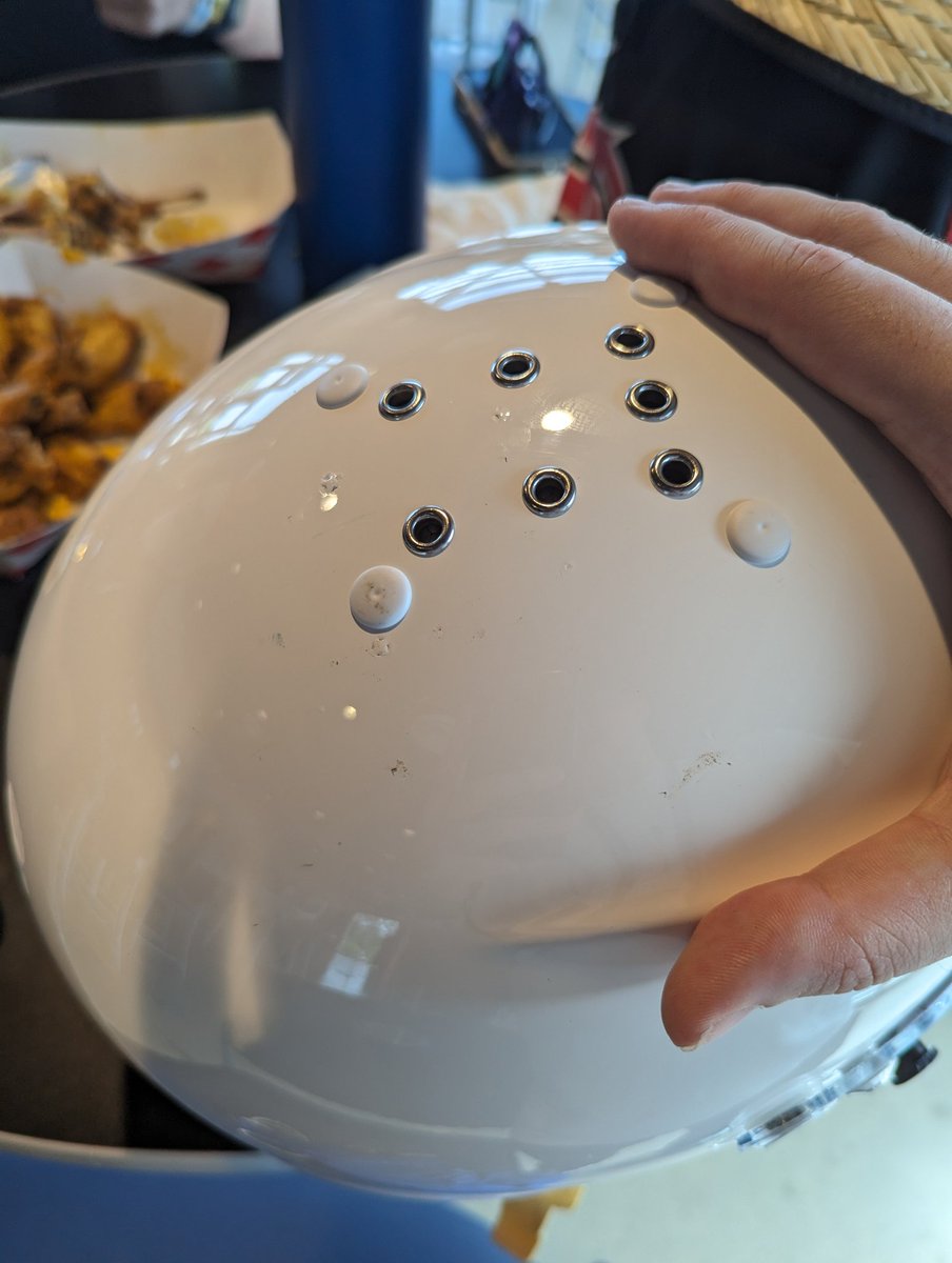 Mindless_Enigma's tweet photo. A big thank you to #zampracing for making a helmet that can withstand getting clocked by a hood. Right hood latch left impressions in the shell. Could be a lot worse off right now than a sore back and shoulders. https://t.co/geeqcq6xld