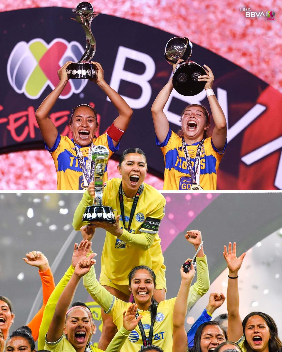 LigaBBVAFemenil's tweet image. Dos escuadras campeonas, en la búsqueda de un título más. 🏆🔜

⭐ @TigresFemenil alzo su quinto campeonato en el Apertura 2022.
⭐ @AmericaFemenil conquistó su segunda estrella en el reciente Clausura 2023.

¿Quién se quedará con el Campeón de Campeones?

#VamosPorEllas👊🏼