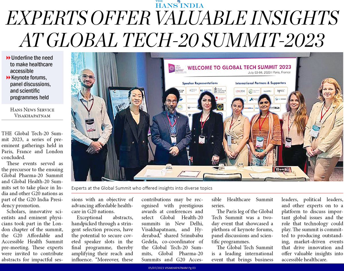 Health20Tech20's tweet photo. 🌐Global Tech20 Summit has wrapped up its preliminary events in Paris and London! 💡 Stay tuned for more as we continue to pioneer the future of accessable and  affordable  healthcare! #GlobalTechSummit2023 #GlobalPharma20Summit #G20AffordableAccessableHealthcareSummit #G20summit https://t.co/PcDAb1ziNp