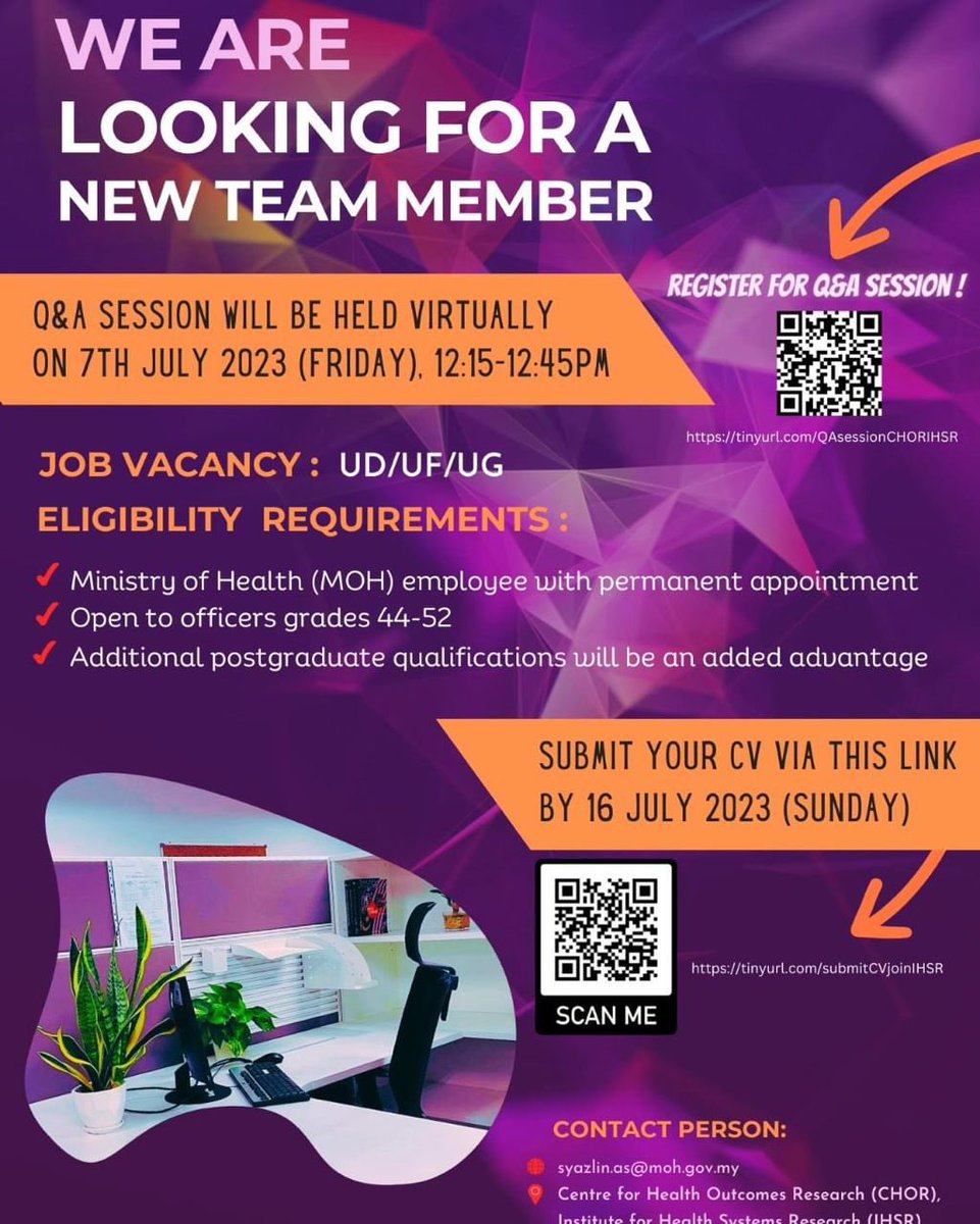 Come join us in IHSR!

Send your CV via this link: tinyurl.com/submitCVjoinIH…

Q&amp;A session will be held online on 7th July 2023 (Friday) from 12.15-12.45 pm. Those who are interested can register via this link: tinyurl.com/QAsessionCHORI…