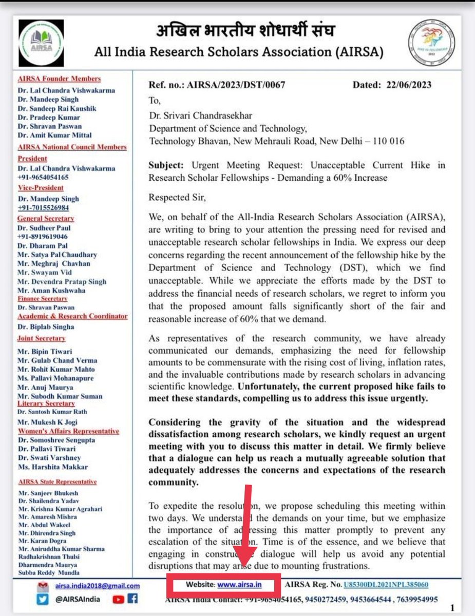 Biswa_sci_1's tweet photo. @IndiaDST this AIRSA is making all of you fools. The website in its official letter head is non-existent. So it's a fraudulent activity towards GOI. Moreover the president of this organisation is now sitting in the USA and operating things in a shady way.
#fakeAIRSA https://t.co/6bIBIMIPKe