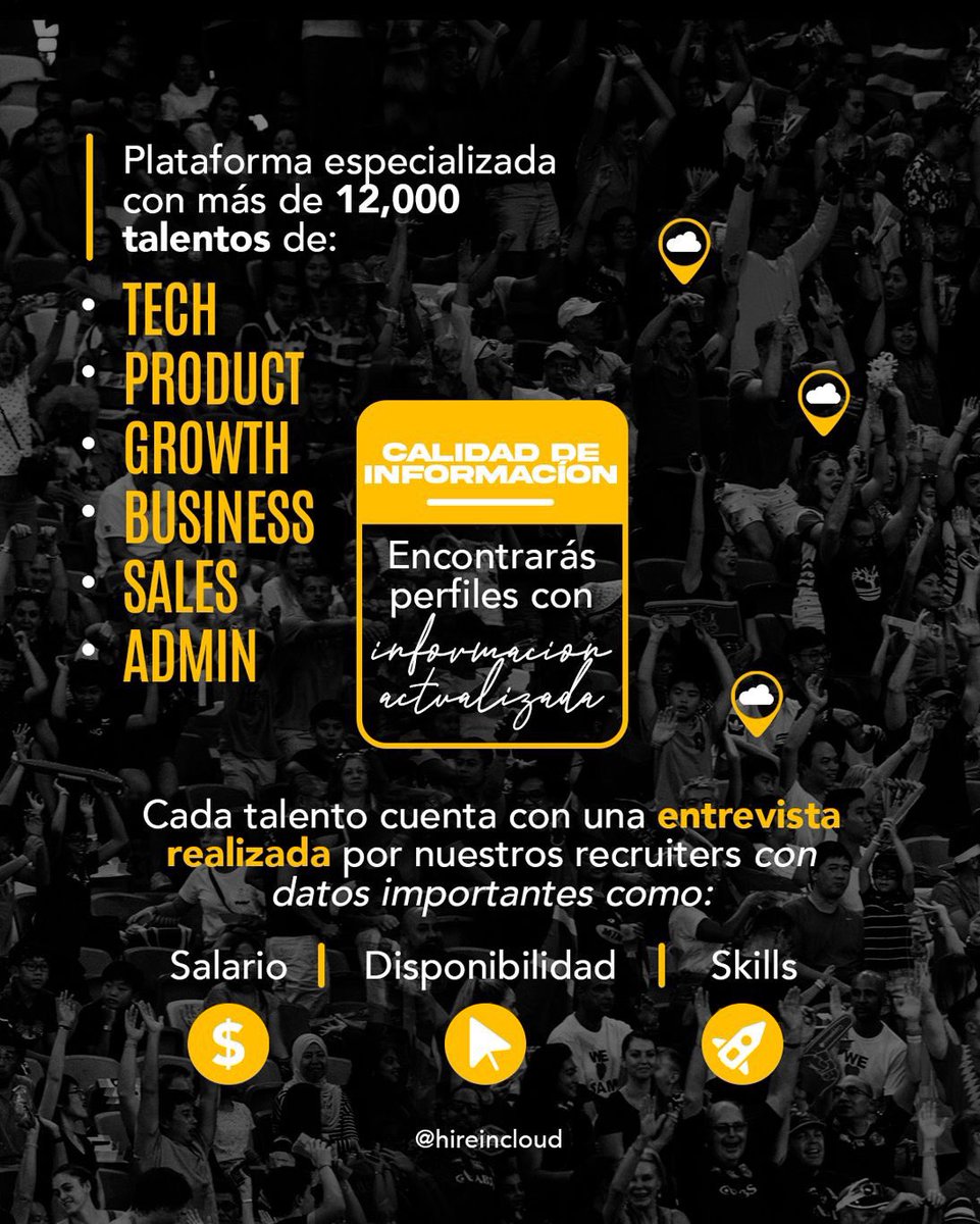 HireInCloud's tweet photo. 5️⃣Beneficios del #marketplace en nuestra #HICPlatform 

Podrás encontrar perfiles de: ⬇️🏪

👨‍🚀 Tech
📱 Product
🕹️ Growth
💼 Business
🗂️ Admin

¡Espéralo! 🚀🧨
12 de Julio / Fecha de Lanzamiento 🗓️
#WeHelpBuildUnicorns🦄

#LATAM #Talento #Recruitment #Recruiting #RemoteWork https://t.co/ylhD0dTPze