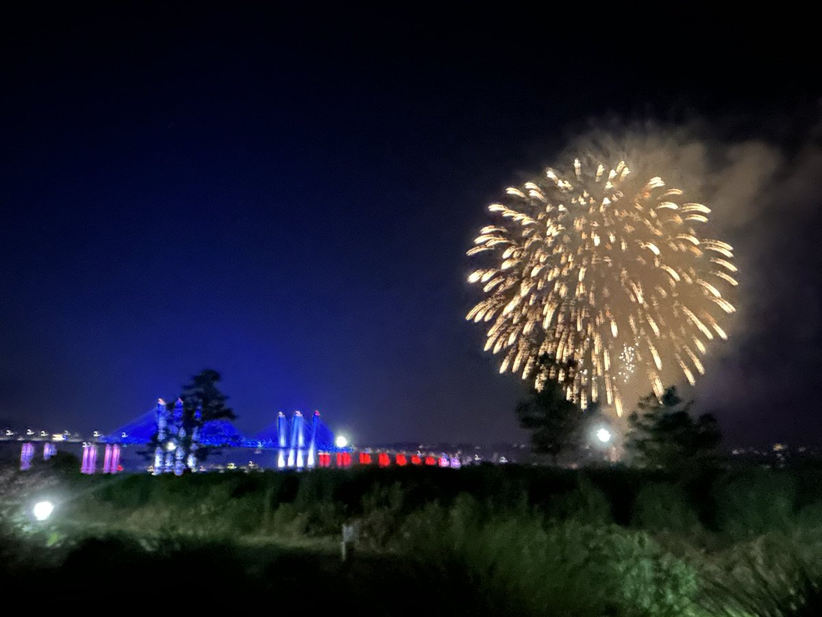 Fireworks over the beautiful Mario Cuomo bridge!  Happy 4th!   <a href="/I_LOVE_NY/">I LOVE NEW YORK</a>