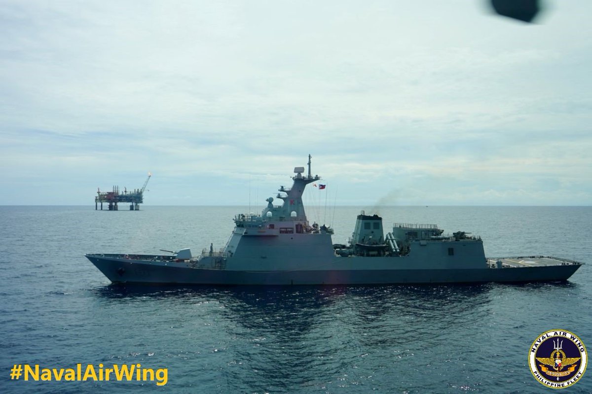 DefensePitz's tweet photo. Images: The #PhilippineNavy Frigate #BRPAntonioLuna (FF-151) along with the #AW159Wildcat Antisubmarine Helicopter onboard the ship conducted maritime patrols near #Malampaya Natural Gas energy resource in the #WestPhilippineSea.
Image (c) Naval Air Wing - Philippine Fleet FB. https://t.co/i1GeAyxDDL