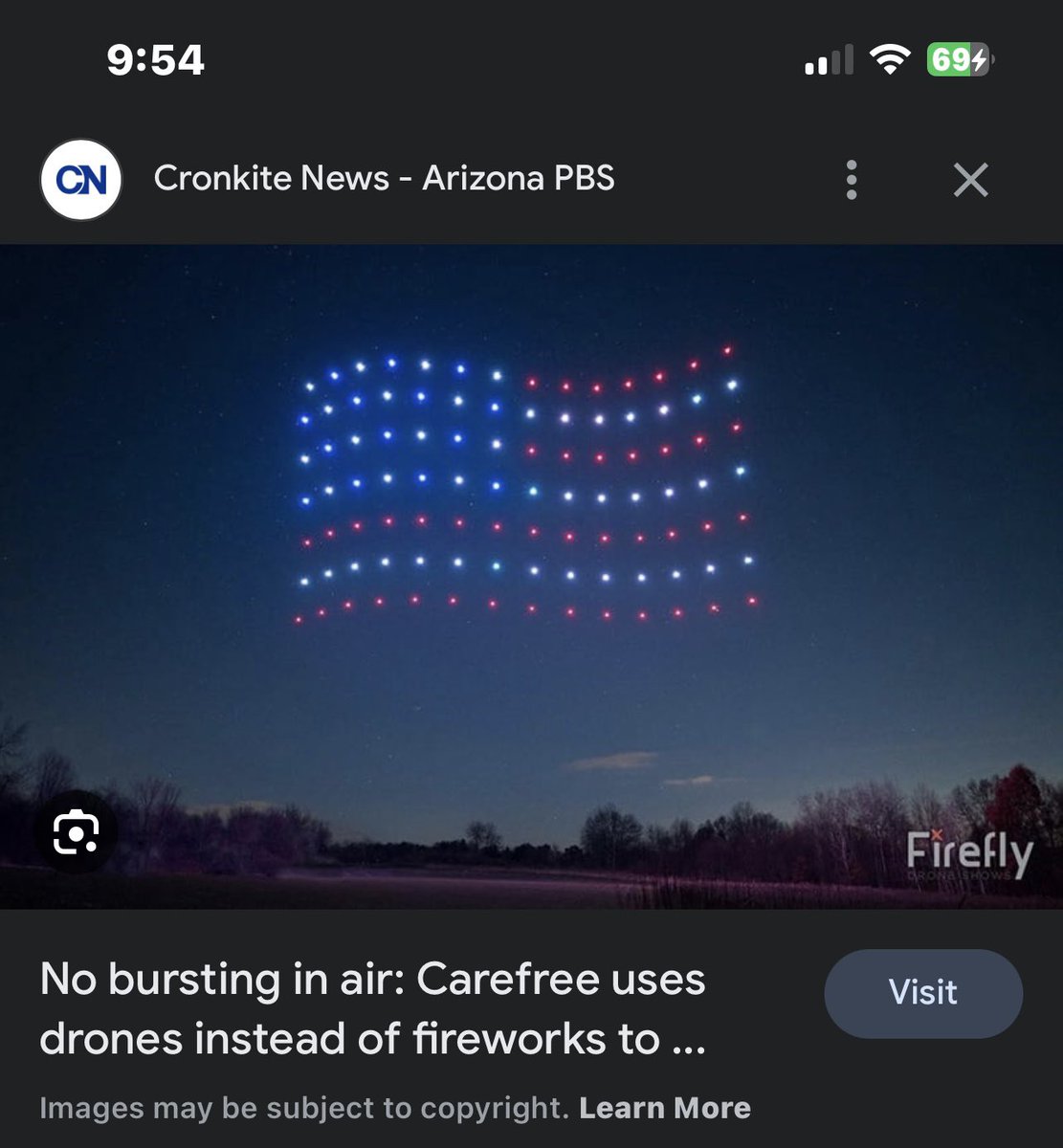 BetsiGreen's tweet photo. @fantalk989 Did ya see those very cool drone sky shows taking the place of fireworks in some areas? Great idea. 🇺🇸🐝 https://t.co/7MOzSGXzOB