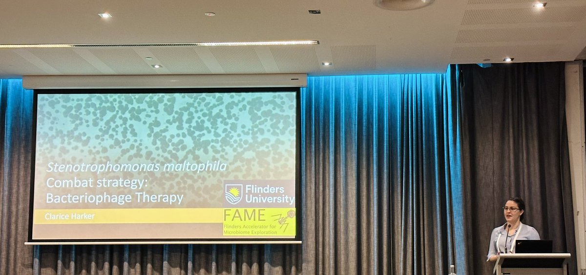 Clarice Harker talking about bacteriophage therapy for Stenotrophomonas maltophila. 
<a href="/AUSSOCMIC/">ASM</a> #ASM2023