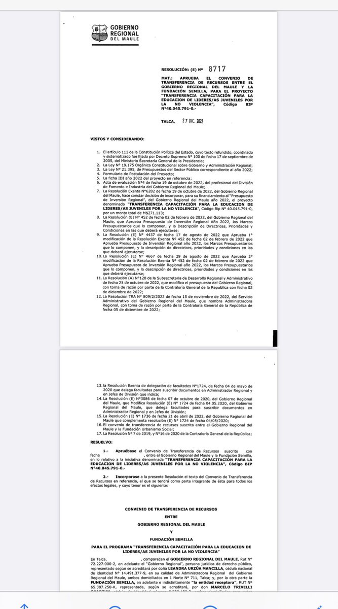 fidelsenador's tweet photo. Cada hora q pasa, más y más @FiscaliadeChile debe investigar este millonario convenio. Gbo Reg Maule y Fundación semilla. Siiii!!' La de Trivelli. Hijastra de Gobernadora, entró a la Fundación y dos meses después obtiene 271 millones. Se han pasado!!! Cada día puede ser peor! https://t.co/tA6yDTFJTF