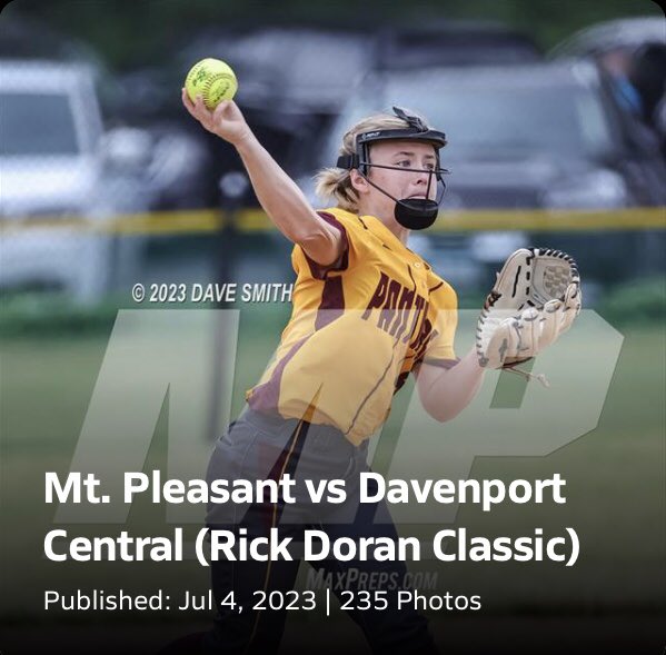 The photo gallery for the Varsity Softball game between Mt. Pleasant vs Davenport Central @DCSoftball is on MaXPrep.com or you can follow this link:  maxpreps.com/photography/ga…  @Bluedevilad22 @Davschools  <a href="/MPActivities1/">MP Activities</a>  <a href="/PantherPrideMP/">MP Student Section</a> #MtPleasantSoftball