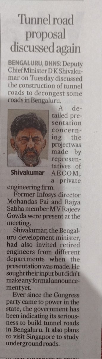 BBPVedike's tweet photo. Dear @DKShivakumar @rajeevgowda pls drop this tunnel vision . 

To reduce traffic - increase buses, start bus lanes, charge high fees for car parking (and use money for bus transport) , figure out how travel can be cut for most ppl. 

Bengaluru needs political will, not a tunnel https://t.co/b5r7Em4S7o
