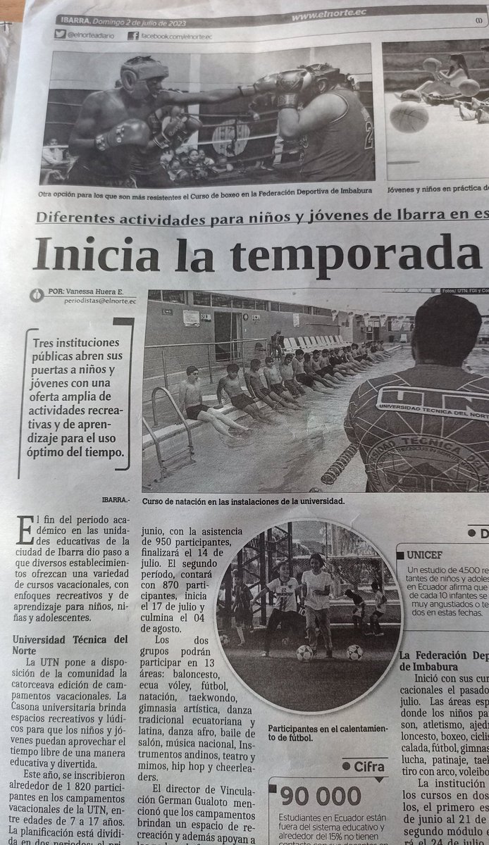 EscbVane's tweet photo. Una de mis primeras notas para medios tradicionales 📝🍀
#DiarioElNorte #Imbabura https://t.co/sIrd5AN6MM