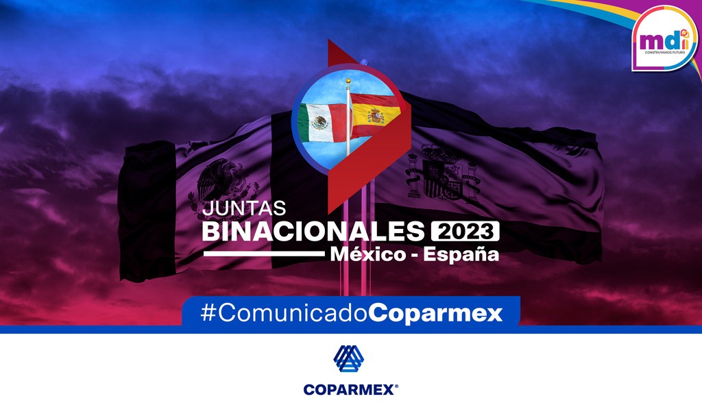 🇲🇽🤝🇪🇸 En el marco de nuestras #JuntasBinacionales2023 México - España, realizamos un llamado a consolidar el Acuerdo Global con la Unión Europea. 🇪🇺 

🔵 El objetivo de este encuentro, es sumar el talento de las empresas españolas y mexicanas para trabajar en equipo, compartir