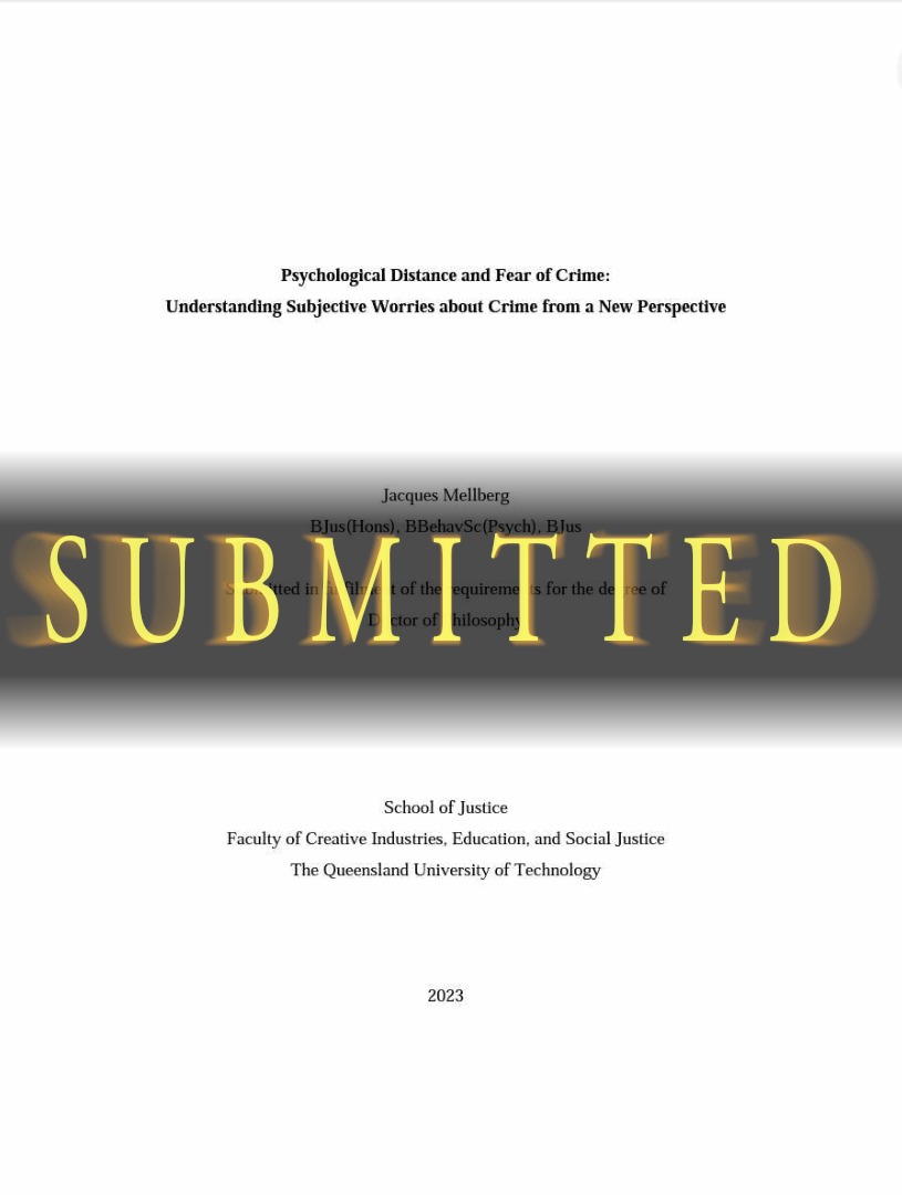 j_mellberg's tweet photo. Today I submitted my Doctoral Thesis for examination! 🏹🎯

Huge thank you to everyone who I've met along this journey! A special thank you to legendary supervisors @DrChatz and @Dr_Matt_Ball 

And now... We wait! (I sleep...)
#fearofcrime #psychologicaldistance #phdlife https://t.co/09esPhKjPu