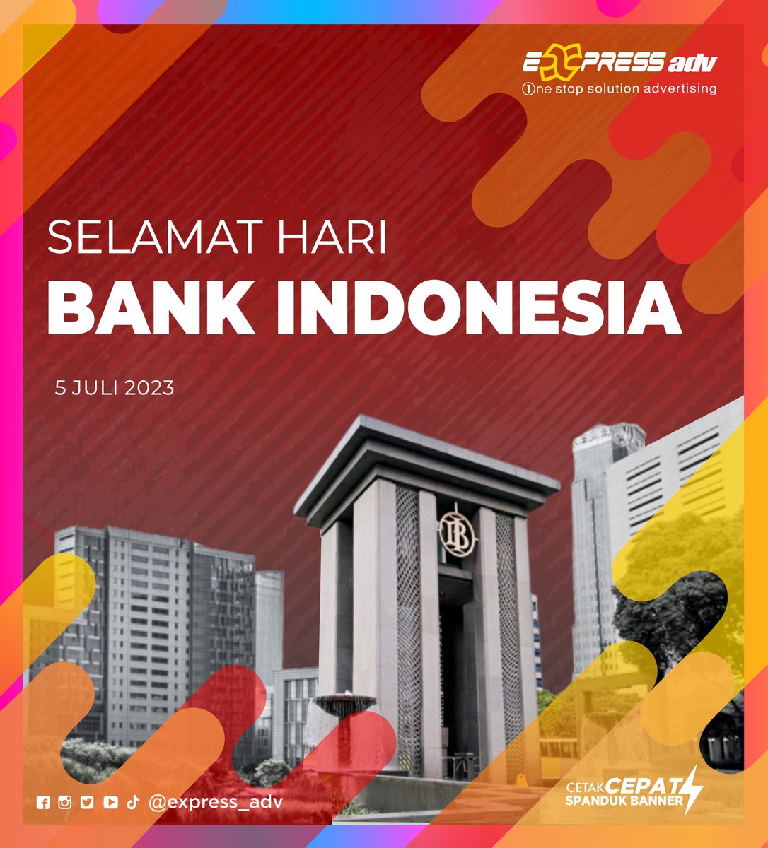 expressadv's tweet photo. Selamat Hari Bank Indonesia | 5 Juli 2023
#HariBankIndonesia
#HariBankIndonesia2023
#PercetakanCianjur
#DigitalPrintingCianjur
#AdvertisingCianjur
#CetakCepatSpandukBanner
#JagonyaSpanduk
#SpandukCepat
#CepatItuExpress
#ExpressAdv
#ExpressAdvertising https://t.co/Kww24e0J1H