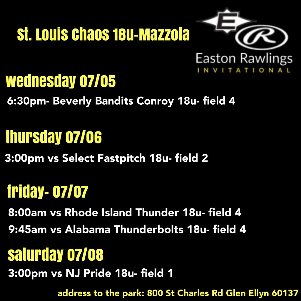Quick turn around for our girls as we head to Chicago for the prestigious Easton/Rawlings Invitational🥎<a href="/ERIStourney/">Easton Invite</a>