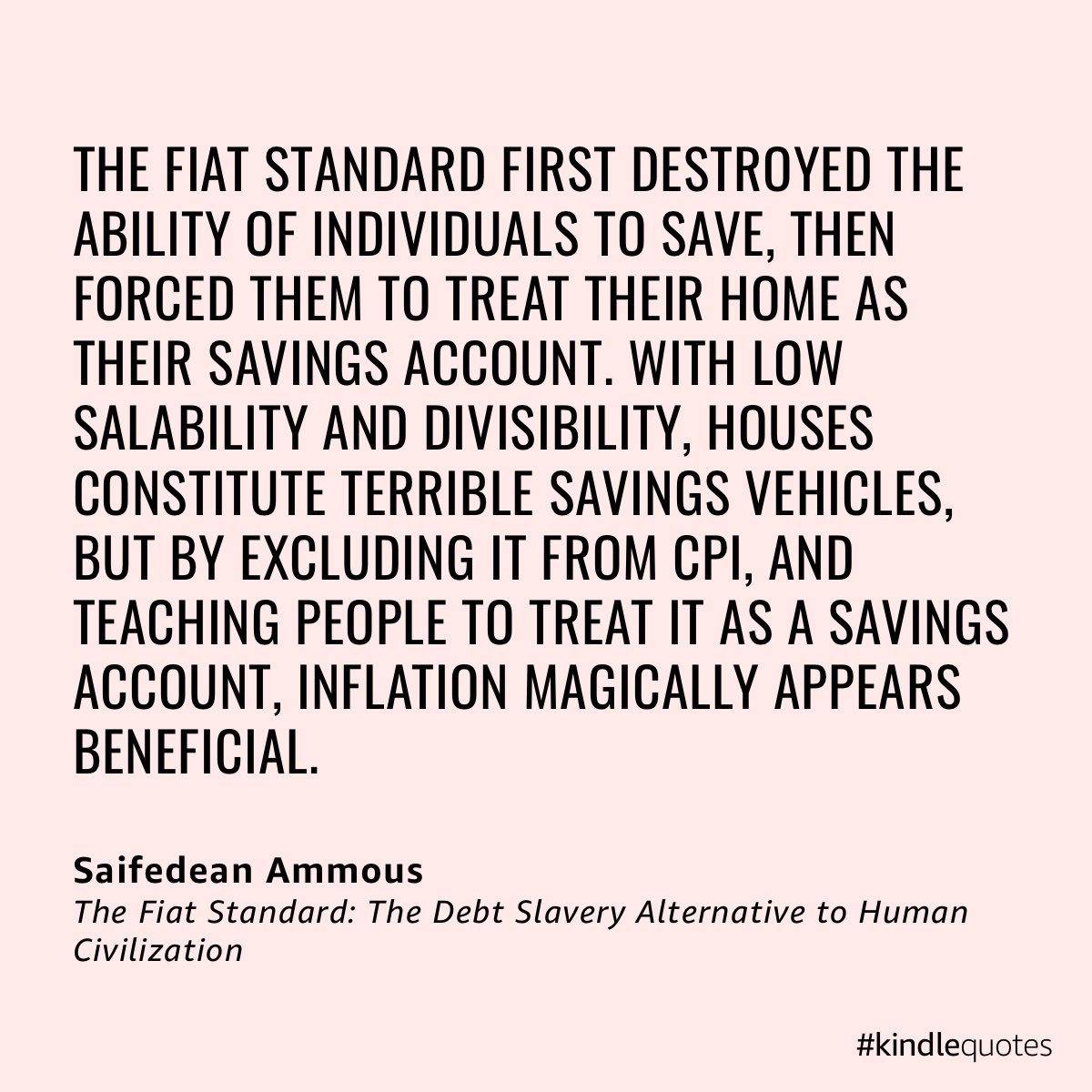 — The Fiat Standard: The Debt Slavery Alternative to Human Civilization by ⁦<a href="/saifedean/">Saifedean Ammous</a>⁩ Ammous
a.co/6WlJzzy  a.co/6WlJzzy