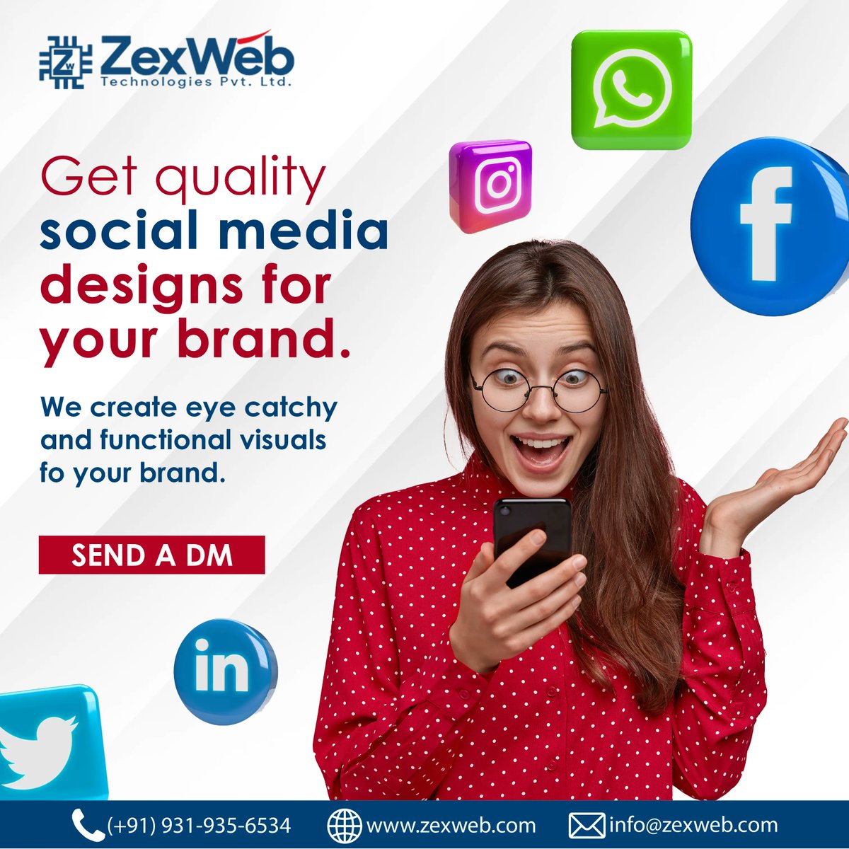 Elevate your brand's image with our expertise in creating. 
Visit Our Website: zexweb.com
Contact us: 931-935-6534
 Email: info@zexweb.com 
 #zexwebtechnologies #deigitalmarketing #socialmedia #yourbrand #socialmediamarketing #graphicdesgin #digitalmarketingstrategy