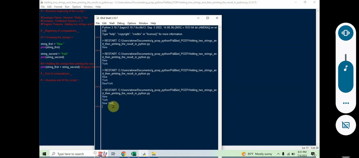 WallyOwi30's tweet image. New Python tutorial with voice instructions posted to my yt 🤜🤛🐍
youtu.be/gtVLVcWDQfo
#pythontutorials #beginnerpython