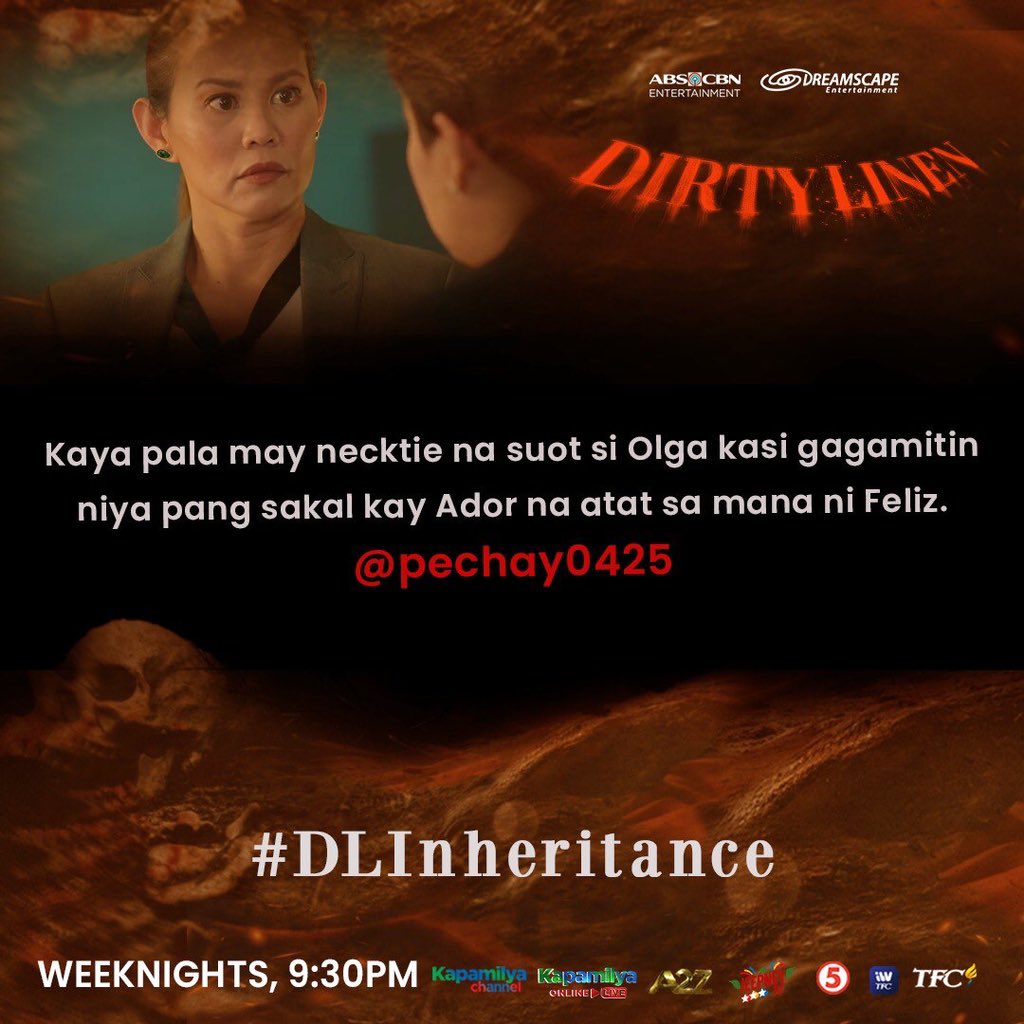 DreamscapePH's tweet photo. Maraming Salamat sa pagsubaybay sa #DLInheritance💀🩸
#DirtyLinen gabi-gabi, 9:30PM sa Kapamilya Channel, Kapamilya Online Live, A2Z, Jeepney TV at TV5! Mapapanood rin ito sa iWantTFC at TFC! https://t.co/YtjLTcjC9K