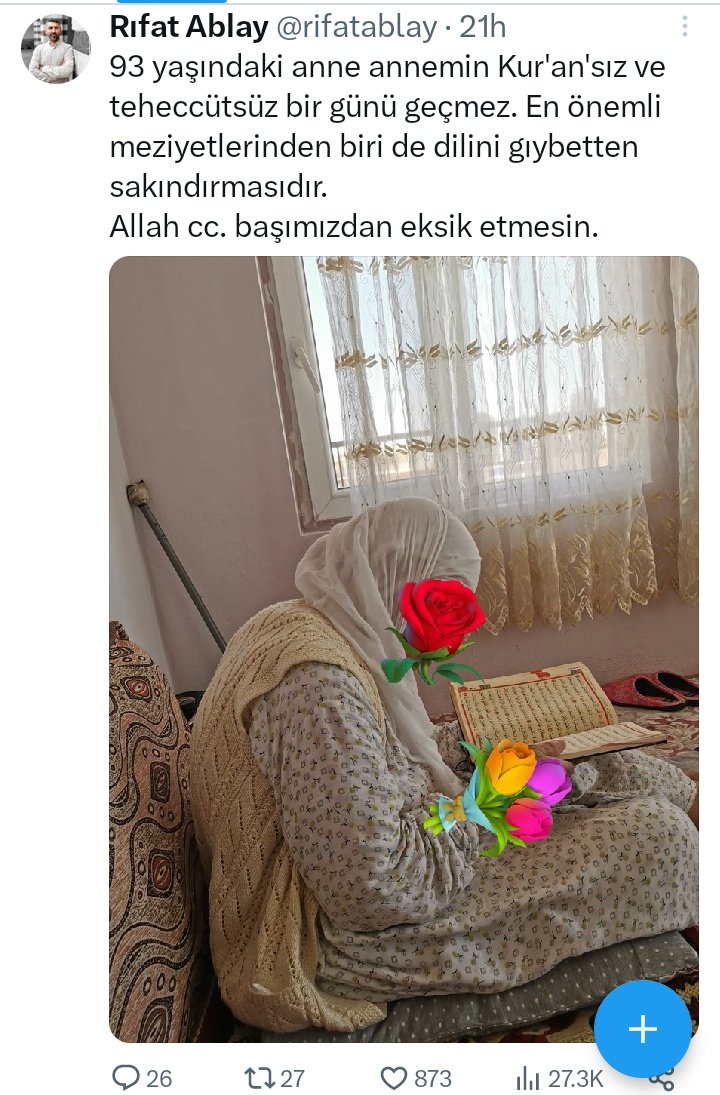 foziljon99's tweet photo. #ibrat
93 yoshdagi bu aziz onaxonning kunlari Qur'onsiz va tahajjudsiz o'tmas ekan. Eng ahamiyatli xislatlaridan biri esa tillarini g'iybatdan asrar ekanlar. Subhanalloh!.. https://t.co/1wq41ZJNmM