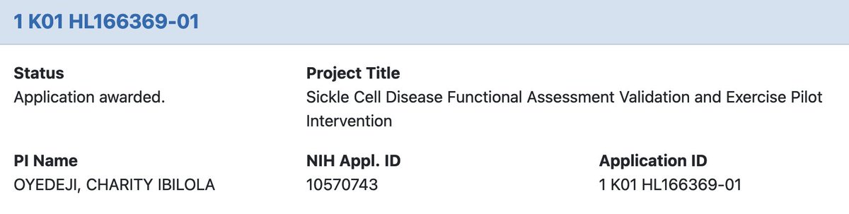 A year and a half after applying for a K award I received a notice of award. Thank you mentors, friends, and family for your support. Most importantly I’m thankful for the study participants that give their time and effort to move forward this sickle cell and aging research.