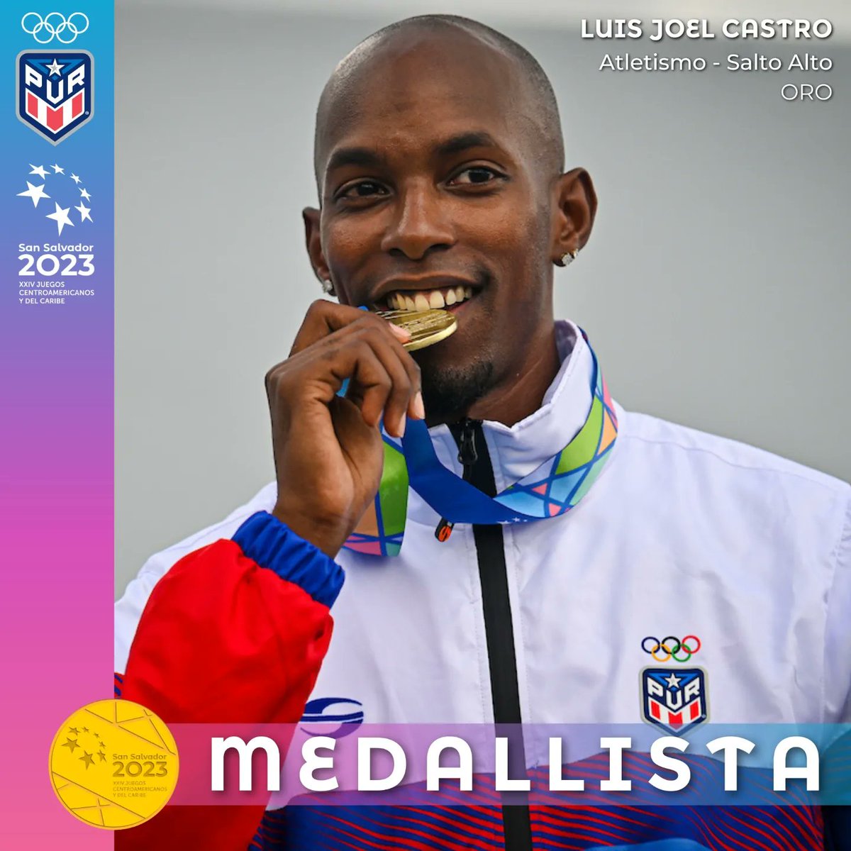 🥇 #Medallista 🎉

<a href="/luisjohighjump/">Luis Joel Castro Rivera, OLY</a> recibe la medalla de Oro que ganó en el día de ayer en el salto alto de <a href="/SSalvador2023/">San Salvador 2023</a> 🇸🇻 que lo convirtió en el primer medallista de oro del #EquipoPUR 🇵🇷 en estos Juegos.

#SanSalvador2023 #EsMomentoDeTrascender