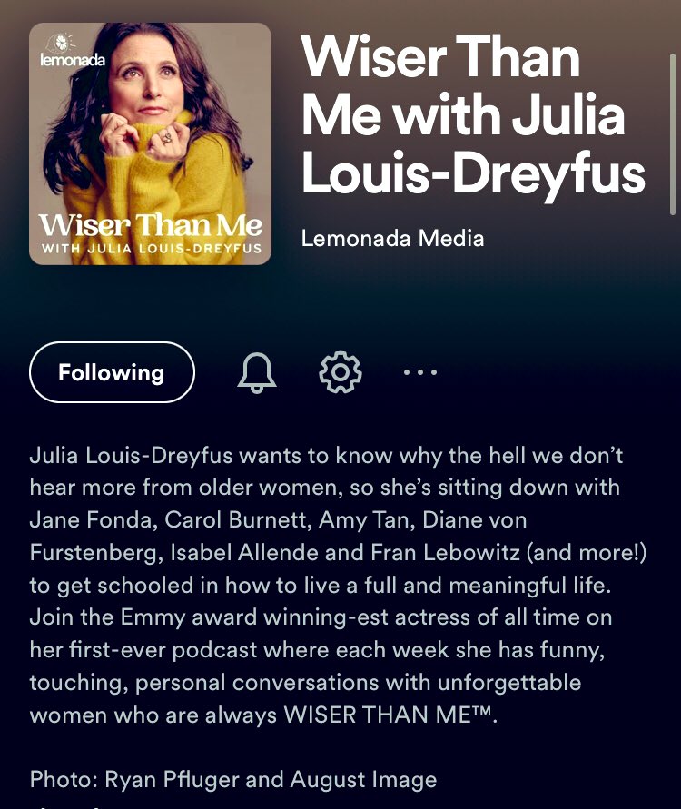 “We just don’t hear enough about the lives of older women…we become less visible, heard, and seen - that just doesn’t happen to men. We are ignoring half the population.” 

Loving this new podcast about women in later life by Julia Louis-Dreyfus! 

#Gerotwitter