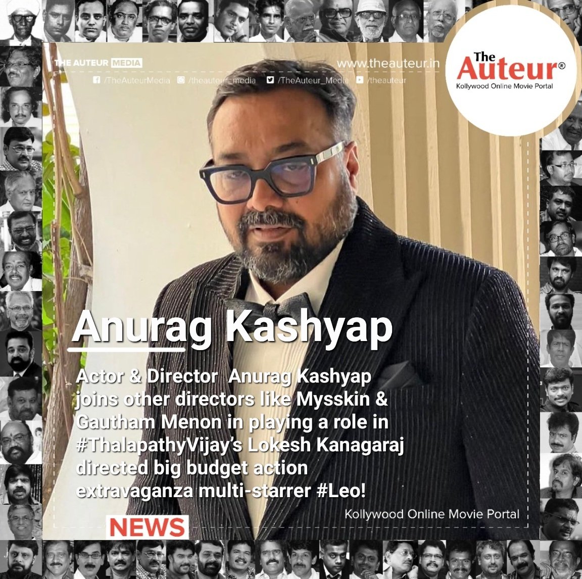 TheAuteur_Media's tweet photo. Actor and Director @anuragkashyap72 joins #Leo team!
 
@actorvijay #leoupdates #BloodySweet #ThalapathyVijay𓃵

@Dir_Lokesh casting puts an muscle to the project #Leo #SanjayDutt #GauthamMenon #ThalapathyVijay https://t.co/yzgdrg4fDv