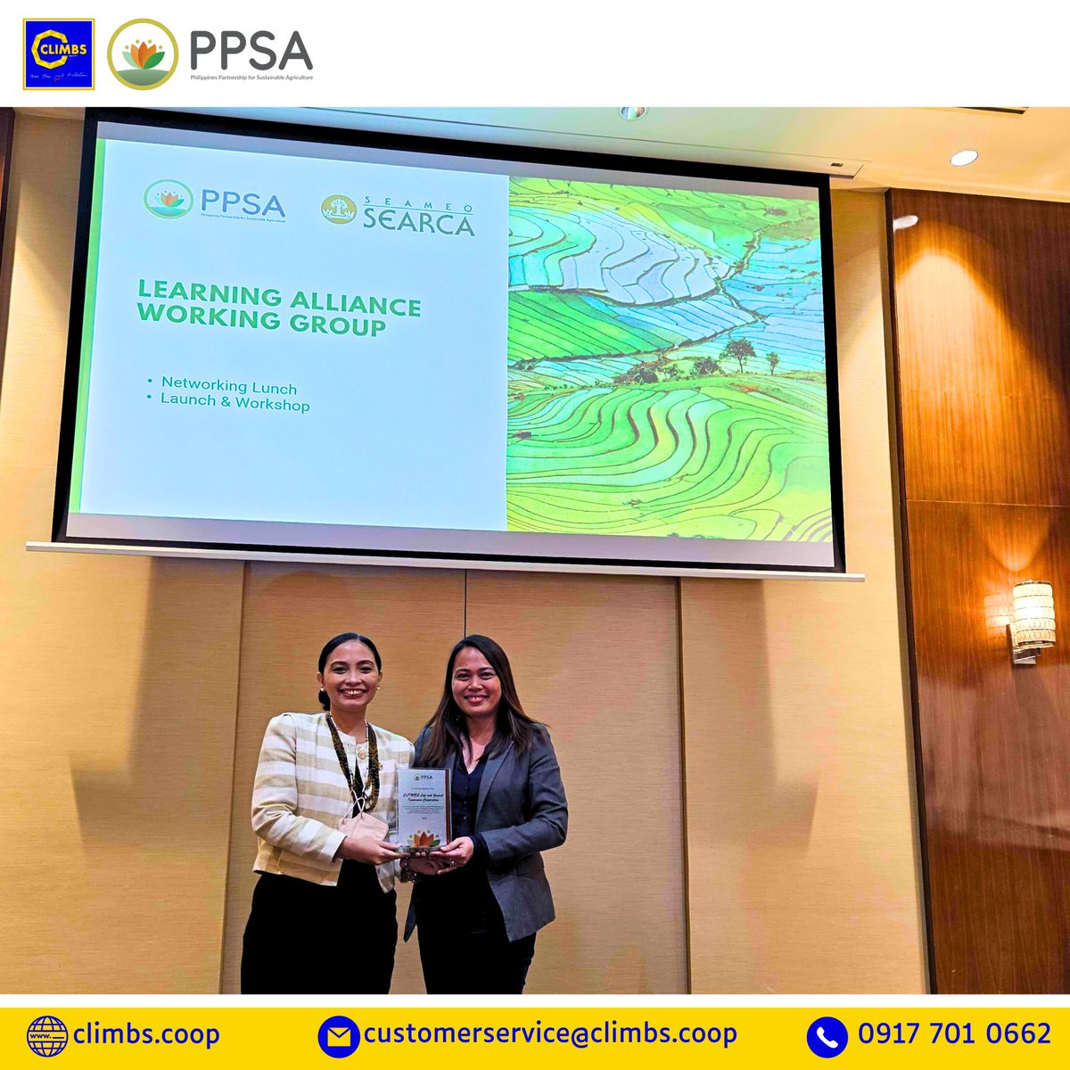 CLIMBSOfficial's tweet photo. CLIMBS Life and General Insurance Cooperative, represented by Blesilda L. Cumba, CLIMBS Vice President for Operations became officially a member of Philippines Partnership for Sustainable Agriculture (PPSA). #CLIMBSInsurance #Partnerships #Agriculture #SustainableAgriculture https://t.co/jbakPZ36wt