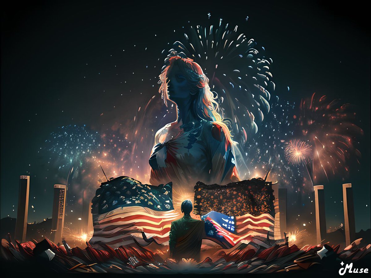 nero_museapp's tweet photo. How's your 4th?
Muse is celebrating her Independence Day as well...
#4thofJuly #neromuse #museapp #aiart #aiartgenerator https://t.co/MlEeF6gyzF