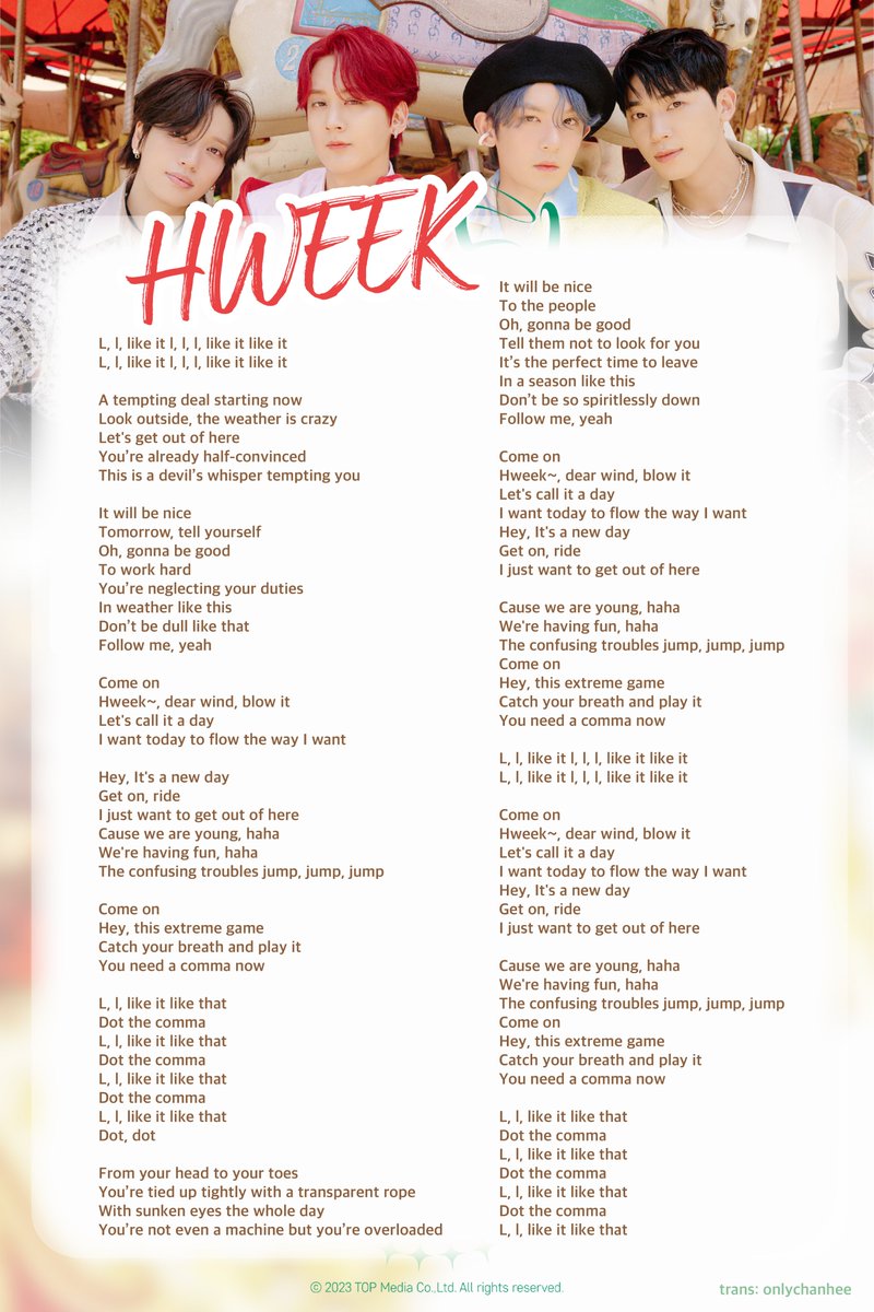 onlychanhee's tweet photo. [TRANS] Lyrics to #HWEEK and #NEXTYOU 💜

*Translation is not 100% accurate. 🙇🏻‍♀️
#TEENTOP #4SHO 💜 https://t.co/71iEjHE2jI