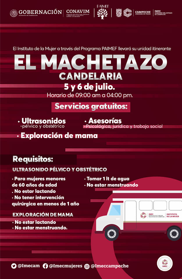 Bienestar_Camp's tweet photo. La #UnidadMóvil y #UnidadItinerante del @imecam ofrecerá servicios gratuitos para mujeres de #Itrubide, Hopelchén y el #Machetazo, Candelaria.

Checa toda la información en la imágenes de abajo 👇🏼

@LaydaSansores
@LizHernandez097
@vkelleher
#BienestarParaCampeche https://t.co/ykEMIVnOvB