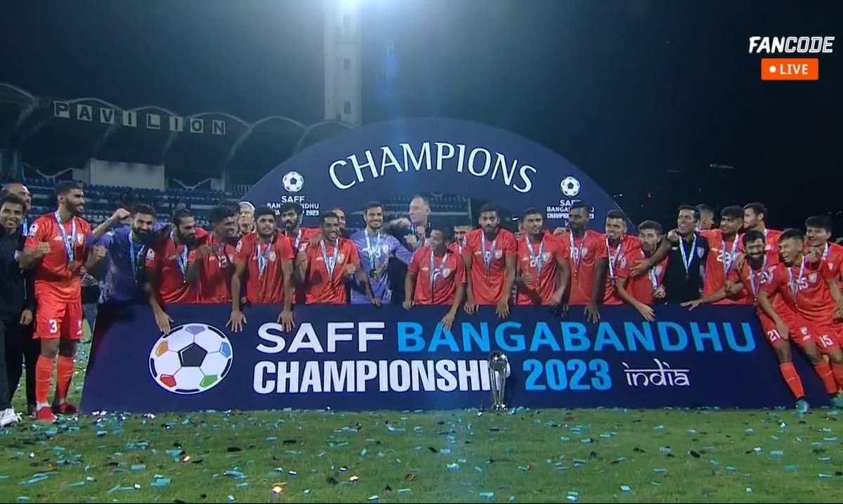 India crowned champions, yet again! The Blue Tigers reign supreme at the #SAFFChampionship2023! Congrats to our players. The Indian Team’s remarkable journey, powered by the determination and tenacity of these athletes, will continue to inspire upcoming sportspersons.