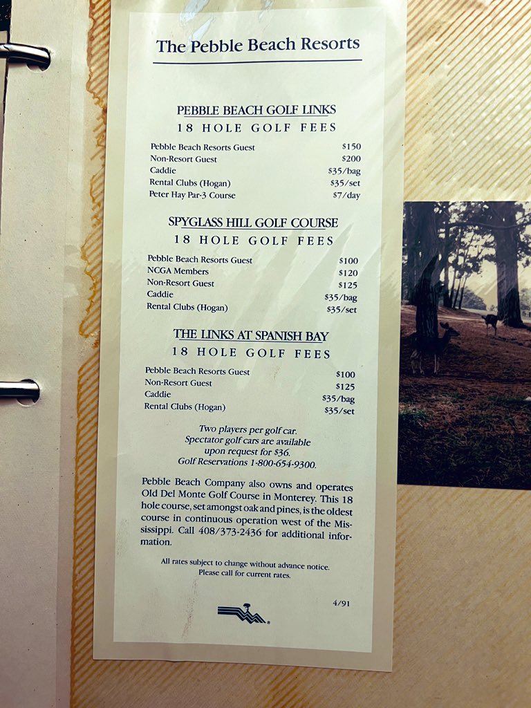 igolfman's tweet image. Found this in my scrapbook. I thought it was pricy at that time. 😅 #pebblebeachgolf #Golf