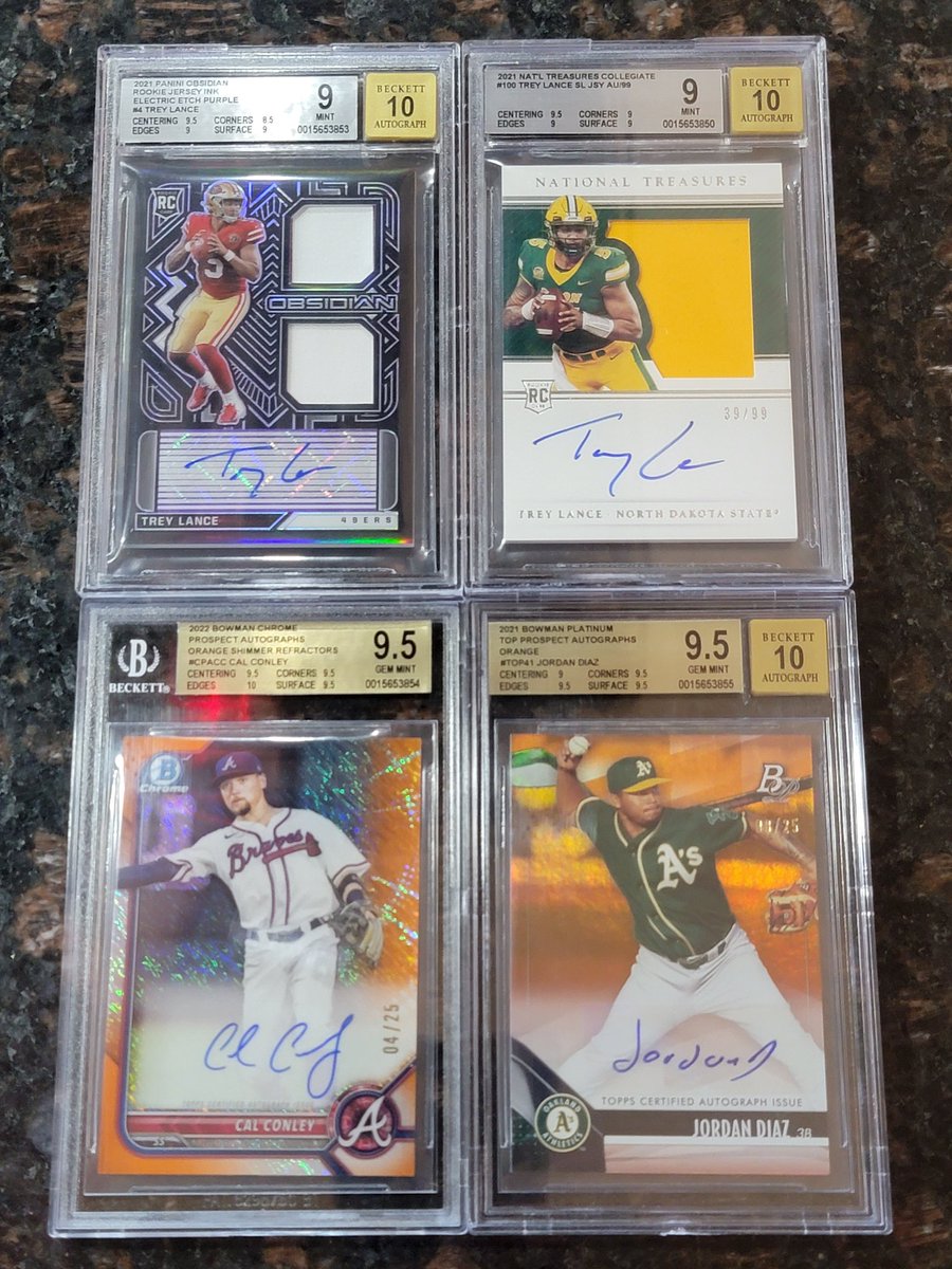 Jeff Ammon (@buddy_ammon) on Twitter photo <a href="/collec_sport/">Coffee Card Guy</a> Lets make a deal. Open to trades
Cal Conley Bowman Orange shimmer auto 4/25 $125
Trey Lance Nat Treasures RPA 39/99 BGS 9 $160
Lance Obsidian FOTL RPA 39/40 $260 <a href="/collec_sport/">Coffee Card Guy</a> Lets make a deal. Open to trades
Cal Conley Bowman Orange shimmer auto 4/25 $125
Trey Lance Nat Treasures RPA 39/99 BGS 9 $160
Lance Obsidian FOTL RPA 39/40 $260