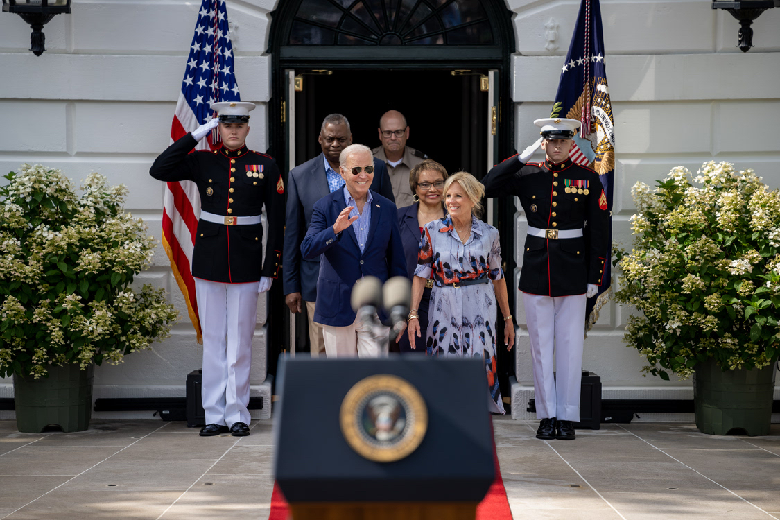 President Biden and the First Lady celebrated the Fourth of July at the White House with military families.