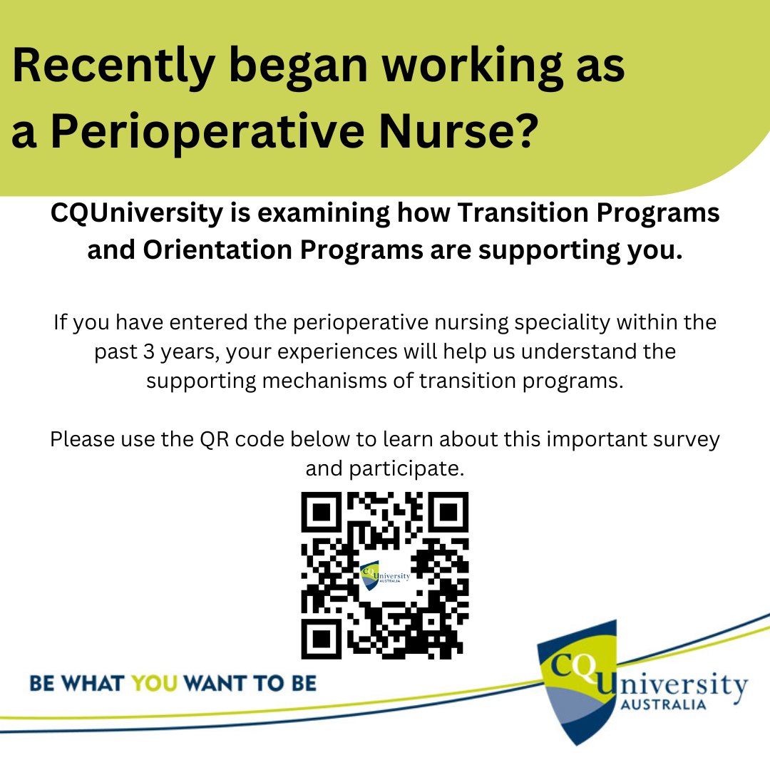 Please use the QR code in the image, or follow this link cqu.syd1.qualtrics.com/jfe/form/SV_ez… to read more about the project and to complete the survey.
#research #perioperative #nursing #healthworkforce