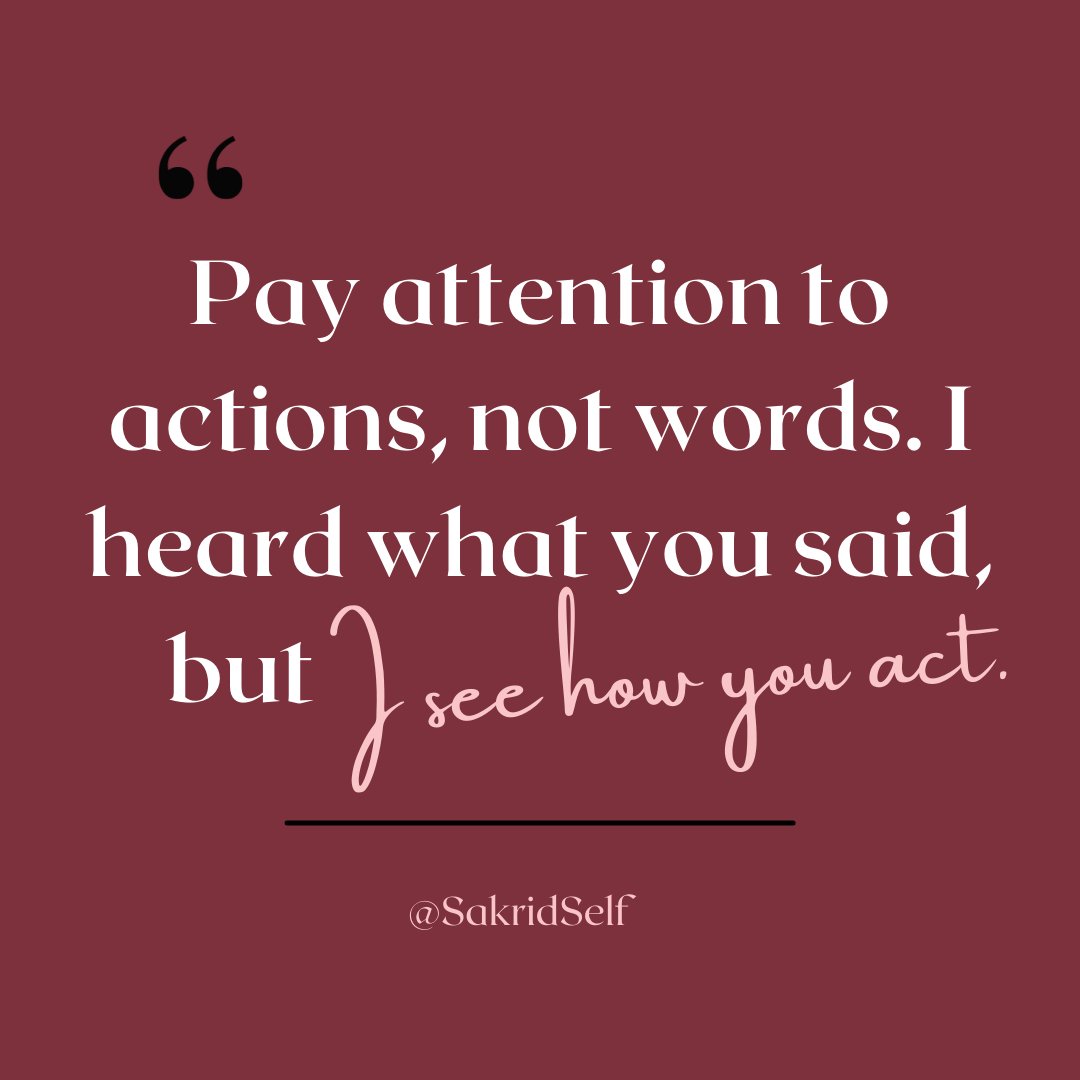SakridSelf's tweet image. Actions speak louder than words - a cliché for a reason. It&apos;s what people do, not just what they say, that reveals their true intentions. Keep your eyes wide, ears open but always, trust the actions first. They&apos;re the true narrators of the story. #ActionsSpeak #ObserveAndLearn