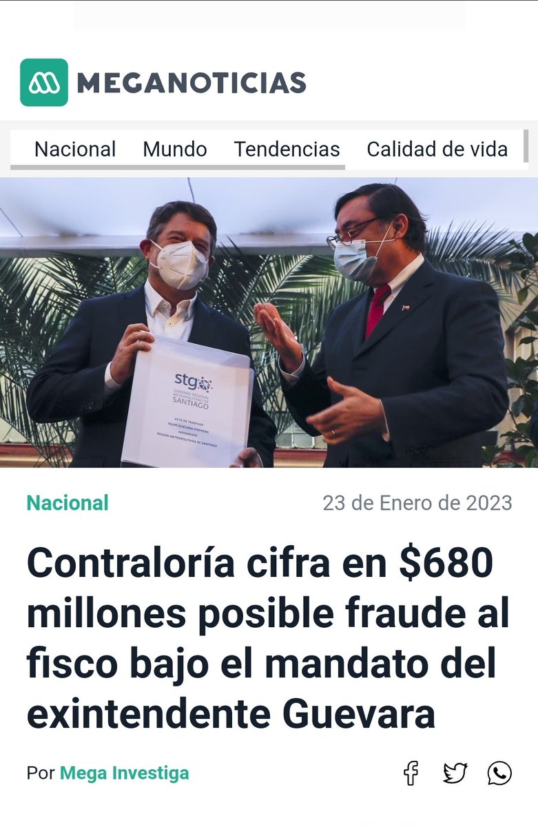 Janet90476632's tweet photo. Sabían que @Contraloriacl cifró en más de $680 millones el FRAUDE  al Fisco, bajo el mandato del ex intendente Felipe Guevara, militante @RNchile 😏
Inclusive con la querella del @CDE_CHILE y los antecedentes en manos de la @FiscaliadeChile la investigación duerme🙄 #CHVNOTICIAS https://t.co/4g8ynlEifb