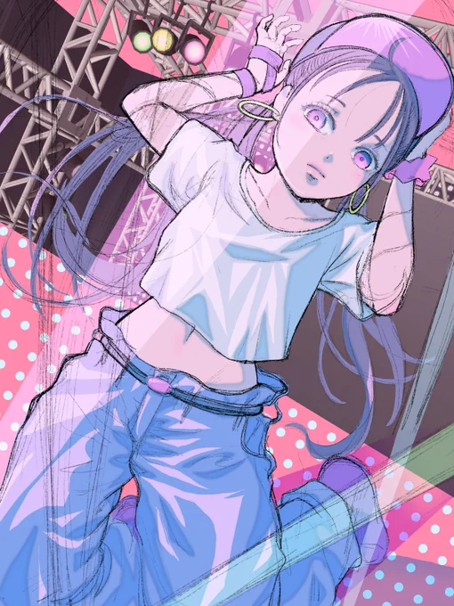 いつもやらない配色やってみたくなってやってみました練習絵なのでひとまずここまで…でもなんか…良い気がする…!#イラスト #オリジナル 