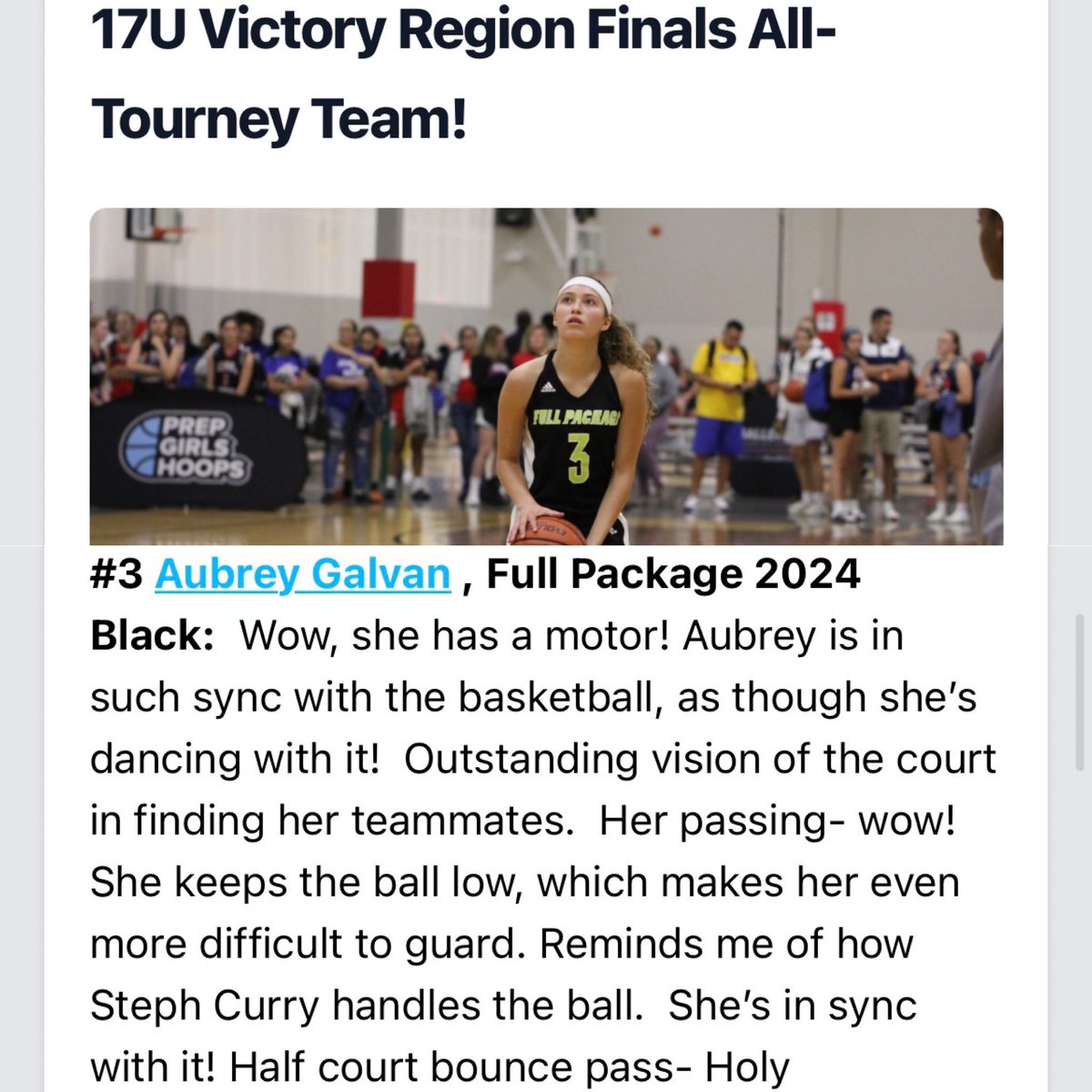 aubtheballer1's tweet photo. Thank you @angie_saiter for the great write up and making me 1st Team on the Regional Finals All-Tourney Team!
@FPbasketball @LAGoRamblers @PrepGirlsHoops https://t.co/US4yJvwHMJ