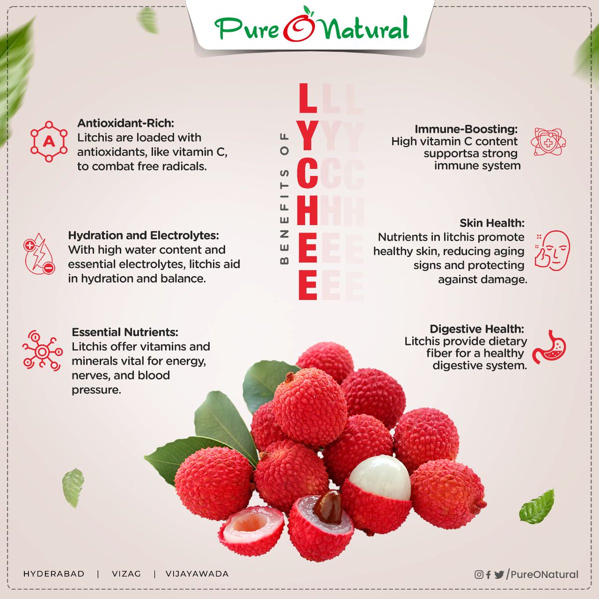 PureONatural_'s tweet photo. A Sweet Treat, With a Lot of Benefits 🤗❤

#Lychee #FreshFruits #Fruits #FarmFresh #PureONatural #Hyderabad #Vizag #Vijaywada #FruityFun https://t.co/Nk8wrTN9x9