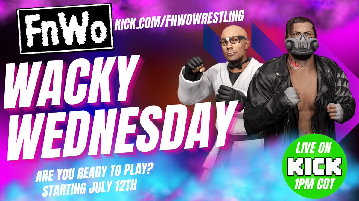 For all the FnWo fans, <a href="/kick/"></a> is happening &amp; it's going to be on Wednesdays! Wacky Wednesday Wrestling LIVE on KICK starting on July 12th! Make sure to follow me @ kick.com/fnwowrestling to catch the action! 

@KickStreamsLive <a href="/WWEgames/">#WWE2K26</a> #KickStreaming #WWE2K23