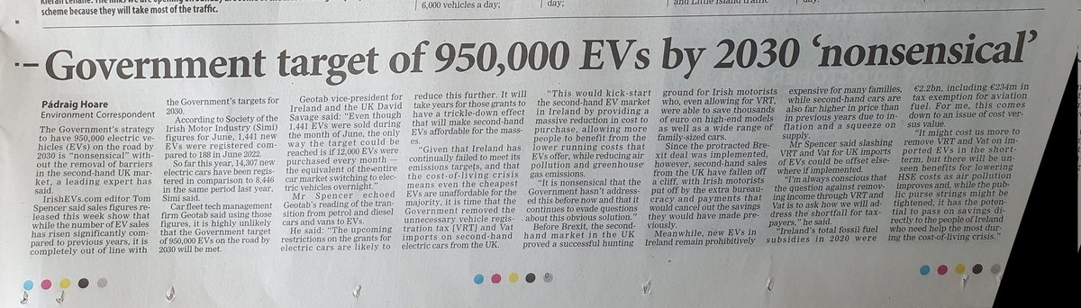 IrishEVs's tweet image. Read our thoughts on how Ireland can unlock an affordable second-hand EV market on Page 2 of today&apos;s Irish Examiner 👇 
#ClimateEmergency #ClimateCrisis