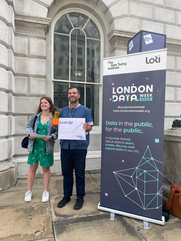 A beautiful day to do some on the ground data collection and data viz around Somerset House with @appliedworks, as part of their #LondonDataWeek event, 'Look Up: Visualising Data about London'!