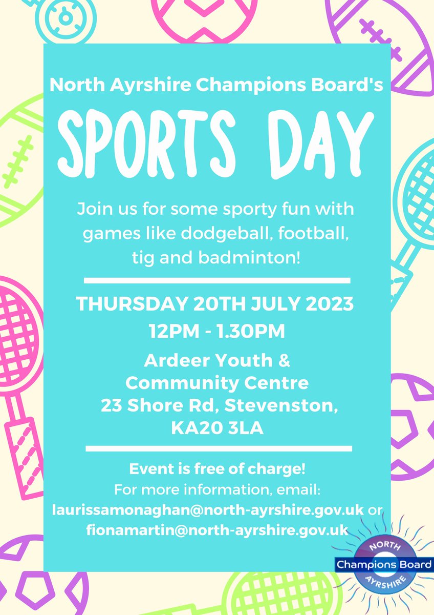 OneVoiceNA's tweet photo. Sports Day⚽️

Join us at Ardeer Community Centre on Thursday 20th July for some sporty fun with games like dodgeball, football, tig and badminton!

Sign up👇
https://t.co/6J30E3Umfx https://t.co/gIv8yTzBkI