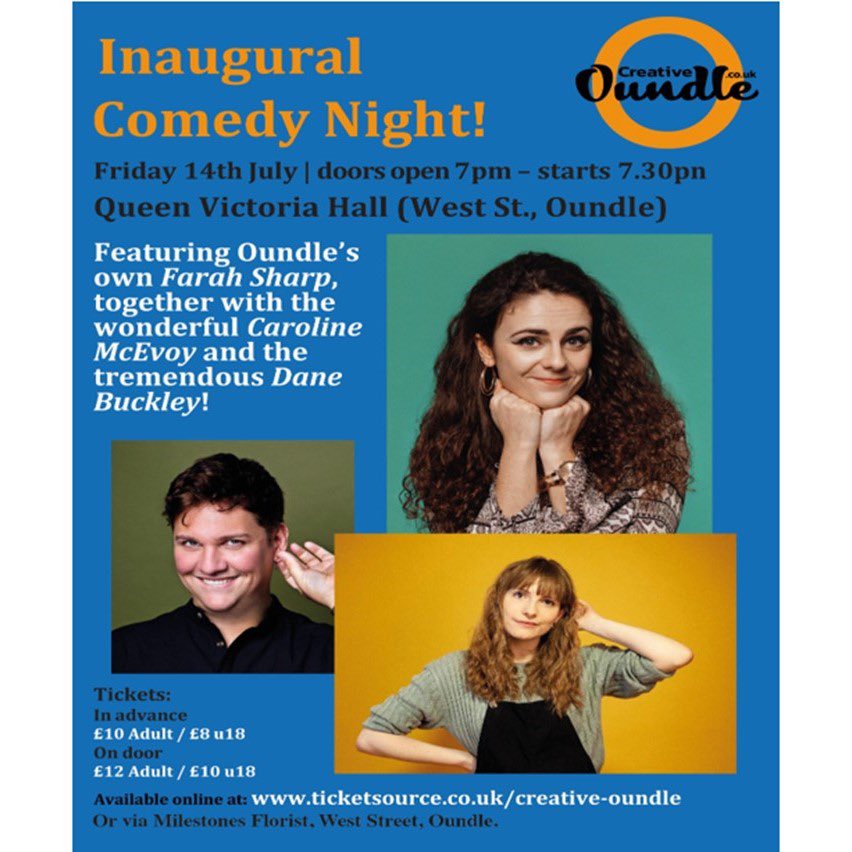 We can’t wait to host @carolinemce_ at our Comedy Night, next Friday. She hails from Northern Ireland and promises to try not to murder the pronunciation of Oundle 😂 😂