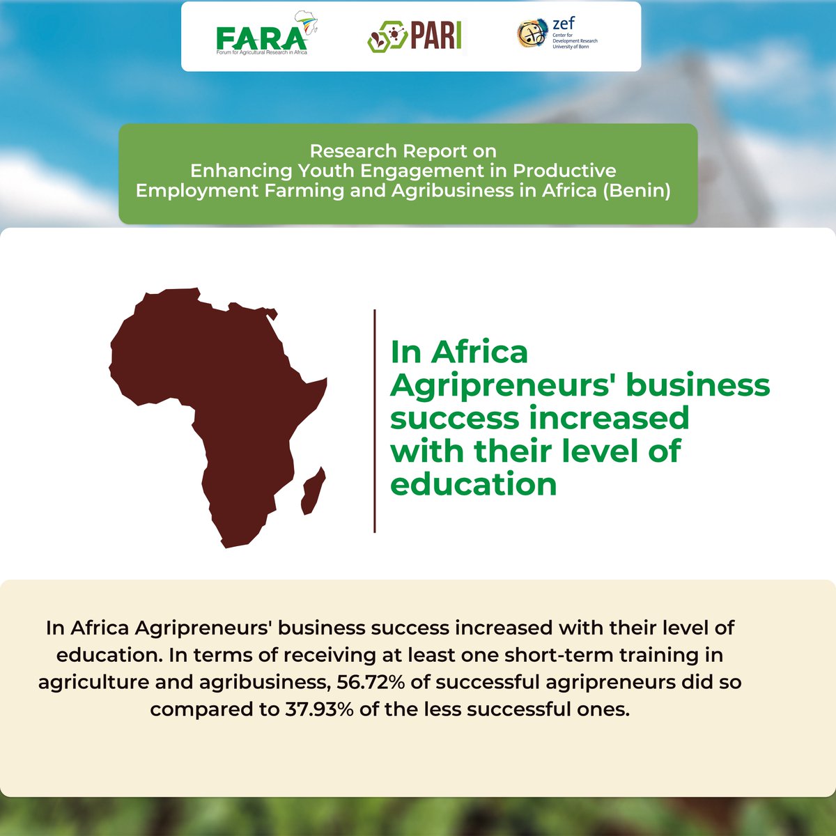FARAinfo's tweet photo. Widen your scope on Enhancing Youth Engagement in Productive Employment Farming and Agribusiness in Africa via the FARA-PARI Research Report published May 2022

Read here⬇️
https://t.co/jEwG8upElc https://t.co/pxLKAfDJzj