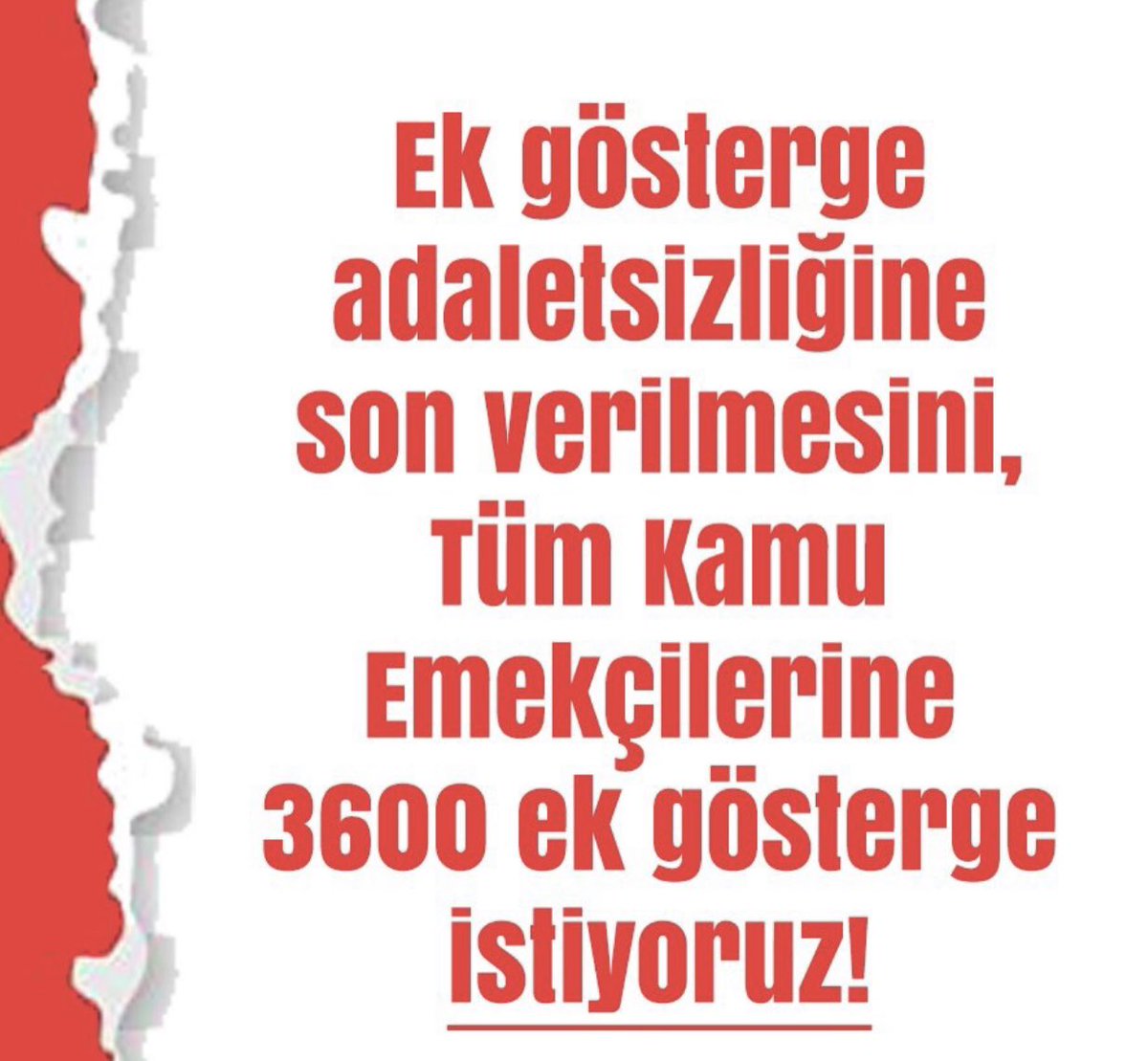 Öncelikle ve acil olarak , 
1.Derecedeki TÜM Memur ve Memur Emeklilerine  Ocak 2023 tarihinden bu yana #3600ekgösterge hakları verilmeli. Müjdeli haberi sabırsızlıkla
bekliyoruz. <a href="/Akparti/">AK Parti</a> ,<a href="/RTErdogan/">Recep Tayyip Erdoğan</a> <a href="/TBMMGenelKurulu/">TBMM Genel Kurulu</a> <a href="/TBMMresmi/">TBMM</a>
<a href="/isikhanvedat/">Prof. Dr. Vedat Işıkhan</a> <a href="/csgbakanligi/">T.C. Çalışma ve Sosyal Güvenlik Bakanlığı</a> . <a href="/MhpTbmmGrubu/">MHP TBMM Grubu #MHP</a>